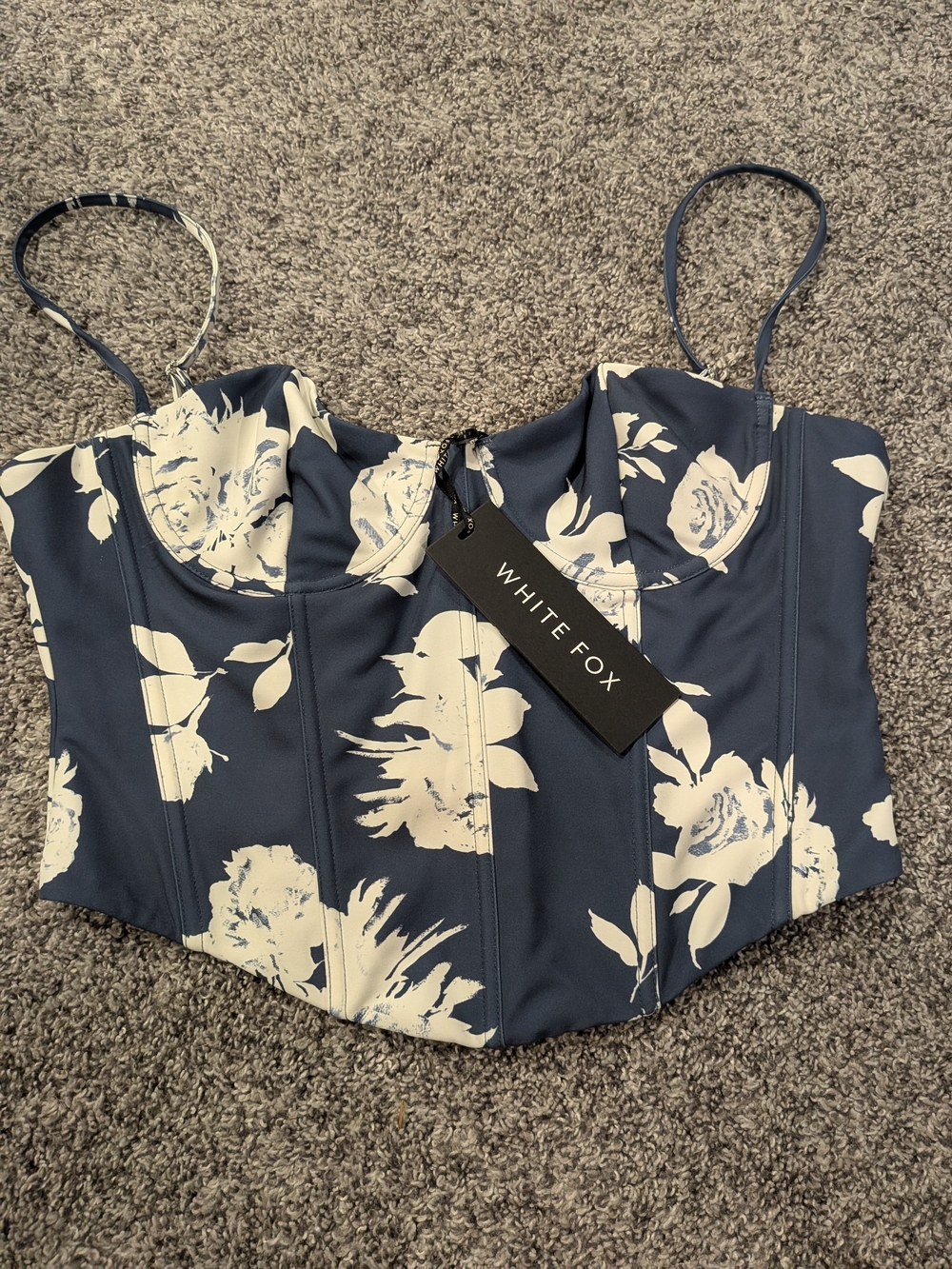 WHITE FOX - in the morning bustier navy rose NWT XL